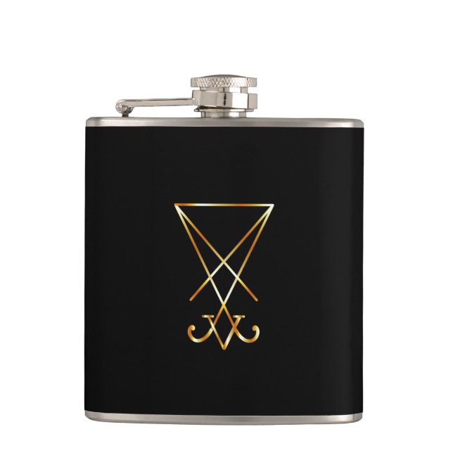The golden sigil of Lucifer Hip Flask (Front)