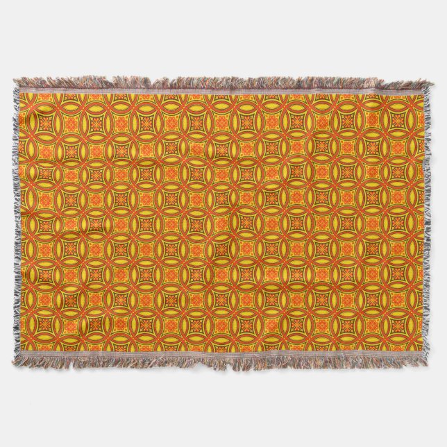 The Golden Tessellation: Sunlit Byzantine Mosaic Throw Blanket (Front)