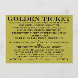 The Golden Ticket Birthday Invitation
