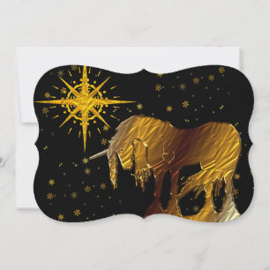 The Golden Unicorn Star (black background) Holiday Card