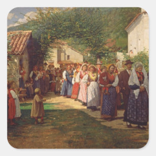 The Golden Wedding (oil on canvas) Square Sticker