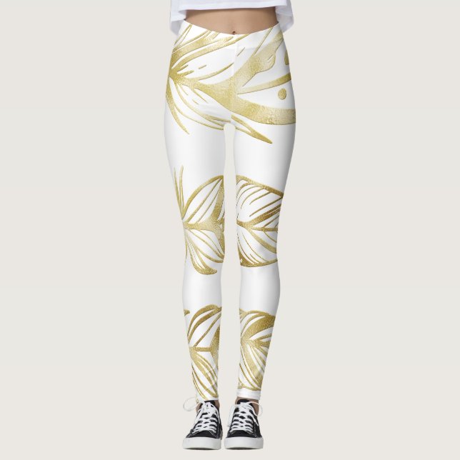 The golden world of modern shiny leggings (Front)