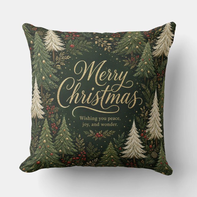 The Golden Yuletide Forest Cushion (Front)