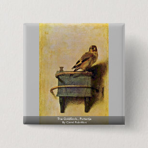 The Goldfinch., Puttertje By Carel Fabritius 15 Cm Square Badge