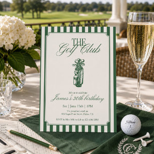 The Golf Club Golf Birthday Party Green Stripe Invitation