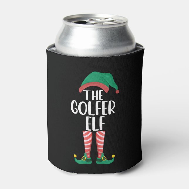The Golfer Elf Golf Family Matching Christmas Can Cooler (Can Front)