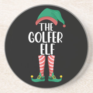 The Golfer Elf Golf Family Matching Christmas Coaster