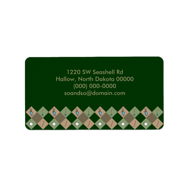 The Golfer Pattern Address Label (Front)