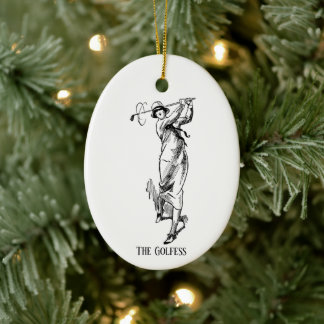 'The Golfess' Vintage Golf Lady Ceramic Tree Decoration
