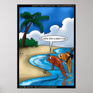 The Golfing Fish Funny Poster Prints