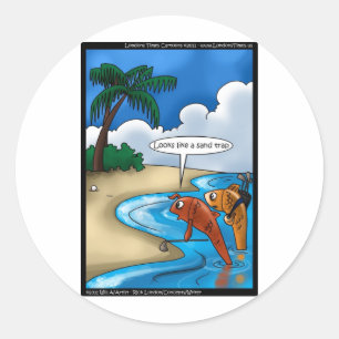 The Golfing Fish Funny Tees Cards & Other Gifts Classic Round Sticker