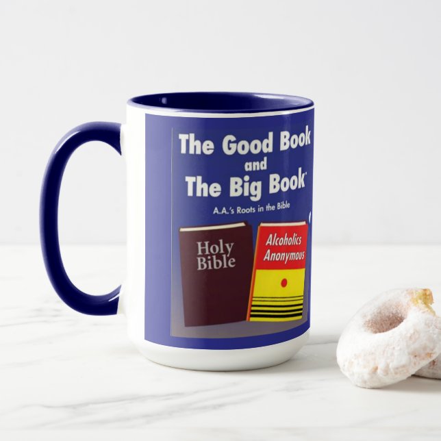 The Good Book and The Big Book Mug, 444 ml Mug (With Donut)