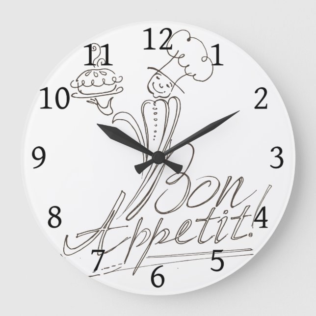 The Good Chef says Bon Appetit! Large Clock (Front)