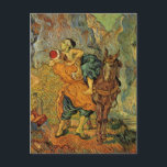 The Good Samaritan by Vincent van Gogh Postcard<br><div class="desc">The Good Samaritan (after Delacroix) by Vincent van Gogh is a vintage fine art post impressionism daily life portrait painting featuring a man from Samaria helping a wounded man who has been robbed back onto his horse. It is a mirrored copy of Eugène Delacroix' Good Samaritan, 1849. About the artist:...</div>
