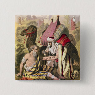 The Good Samaritan, from a bible printed by Edward 15 Cm Square Badge
