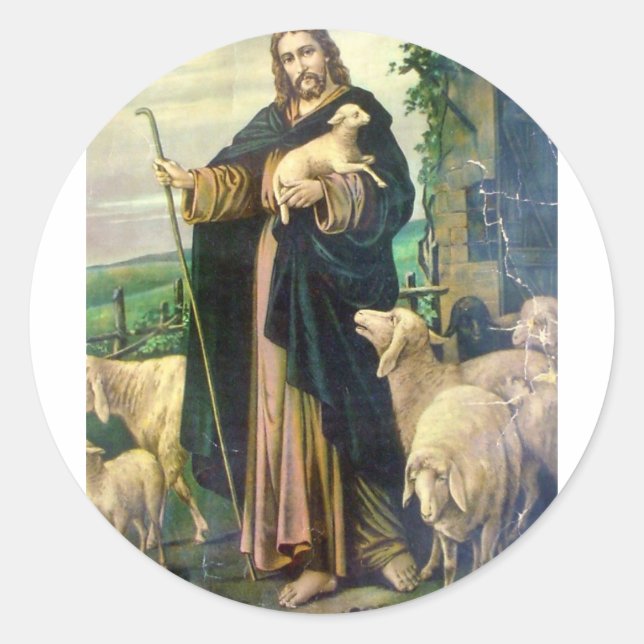 THE GOOD SHEPHERD 2 c. 1900 Classic Round Sticker (Front)