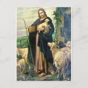 THE GOOD SHEPHERD 2 c. 1900 Postcard