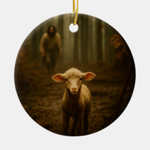 The Good Shepherd and the Lost Lamb – Jesus & Lamb Ceramic Tree Decoration