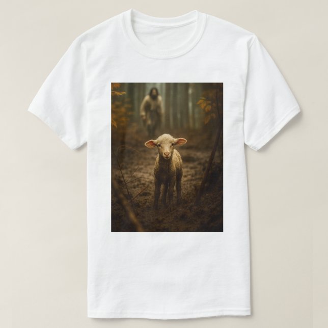 The Good Shepherd and the Lost Lamb – Jesus & Lamb T-Shirt (Design Front)