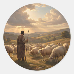 The Good Shepherd – Christian Shepherd Art Classic Round Sticker