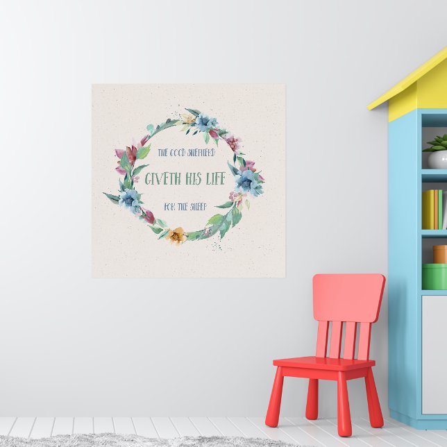 The Good Shepherd Flower Wreath Poster (Nursery 1)