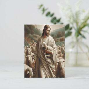 The Good Shepherd Holding A Lamb Postcard
