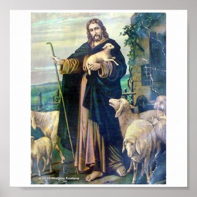 THE GOOD SHEPHERD ON CANVAS c.1900 Poster (Front)