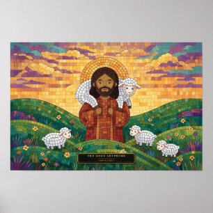 The Good Shepherd — Rubik's Cube Mosaic Poster