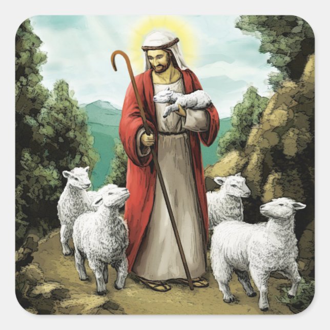 The Good Shepherd Square Sticker (Front)