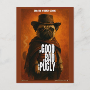The Good the Bad & the Pugly Movie Parody Postcard