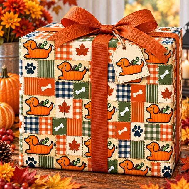 The Goodog™ Pumpkin Patchwork Pup Wrapping Paper (Creator Uploaded)