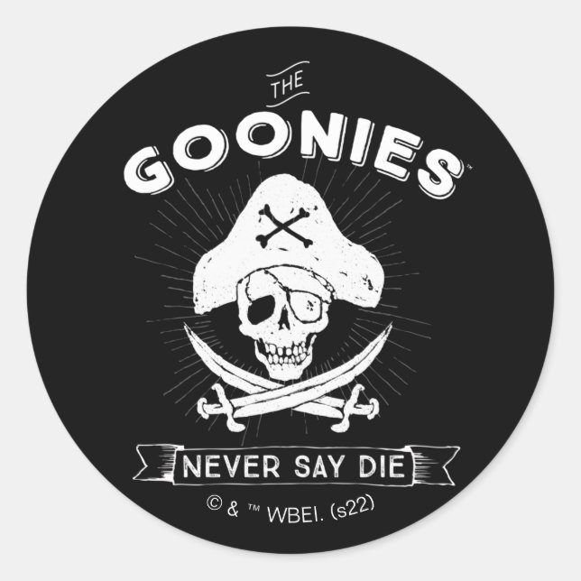 The Goonies "Never Say Die" Pirate Badge Classic Round Sticker (Front)