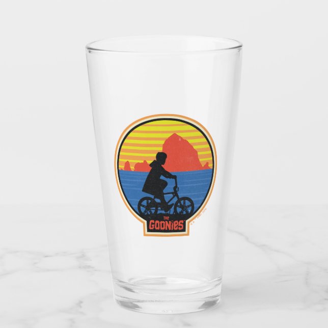 The Goonies Retro Mikey Riding Bike Graphic Glass (Front)