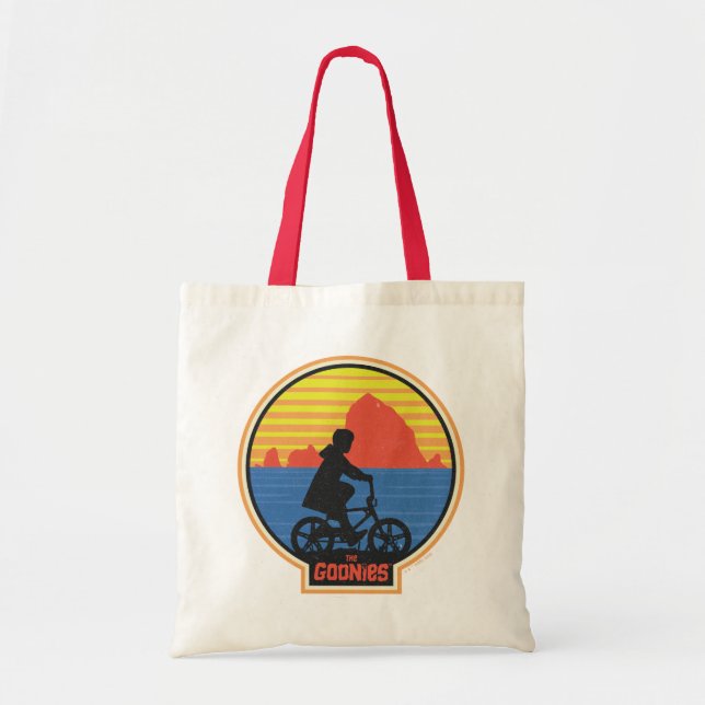 The Goonies Retro Mikey Riding Bike Graphic Tote Bag (Front)