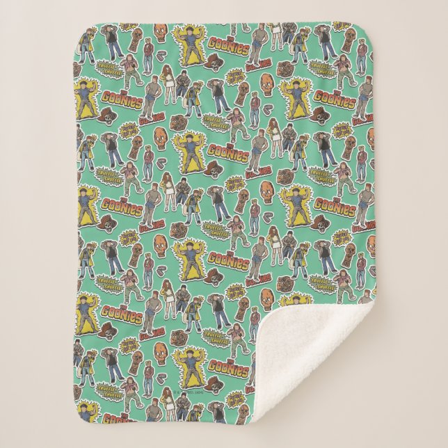 The Goonies Retro Sticker Pattern Sherpa Blanket (Front)