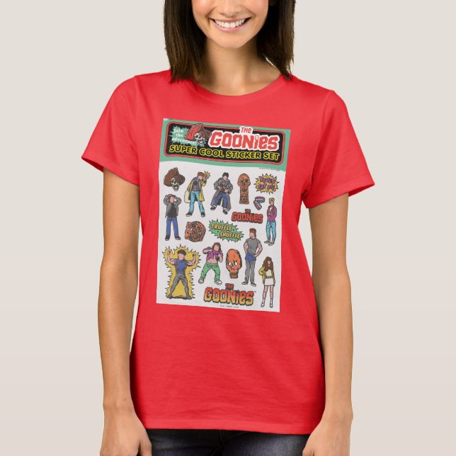 The Goonies Retro Sticker Sheet Graphic T-Shirt (Front)