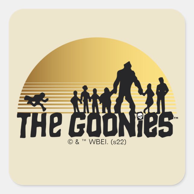 The Goonies Sunset Silhouette Graphic Square Sticker (Front)
