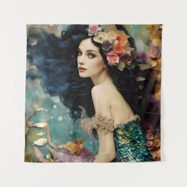The Gorgeous Mermaid Collage Tapestry (Front)