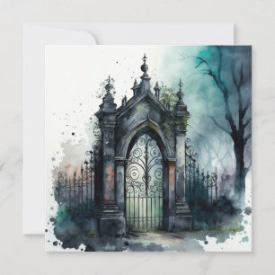 The Gothic Cemetery Gate Series Design 11 Holiday Card