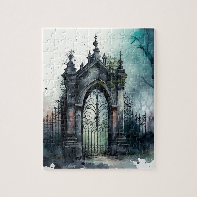 The Gothic Cemetery Gate Series Design 11 Jigsaw Puzzle (Vertical)
