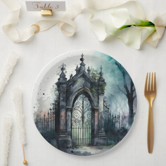 The Gothic Cemetery Gate Series Design 11 Paper Plate