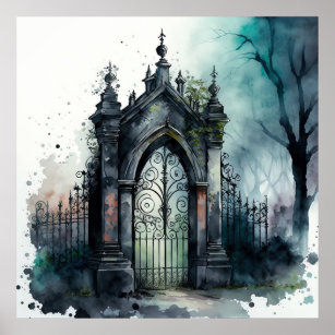 The Gothic Cemetery Gate Series Design 11 Poster