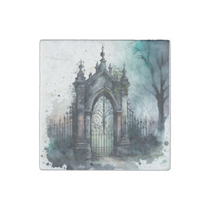The Gothic Cemetery Gate Series Design 11 Stone Magnet