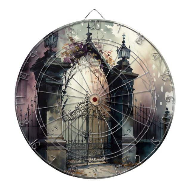 The Gothic Cemetery Gate Series Design 12 Dartboard (Front)