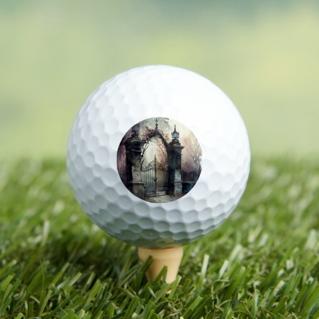 The Gothic Cemetery Gate Series Design 12 Golf Balls (Insitu Tee)