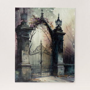 The Gothic Cemetery Gate Series Design 12 Jigsaw Puzzle