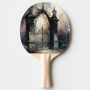 The Gothic Cemetery Gate Series Design 12 Ping Pong Paddle