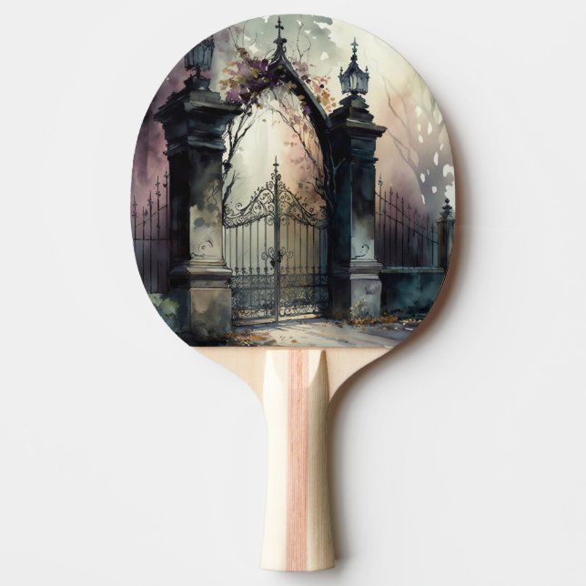 The Gothic Cemetery Gate Series Design 12 Ping Pong Paddle (Front)