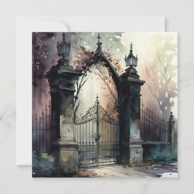 The Gothic Cemetery Gate Series Design 12 Thank You Card (Front)