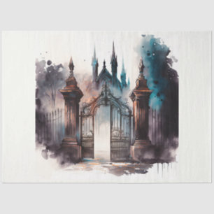 The Gothic Cemetery Gate Series Design 1 Tissue Paper